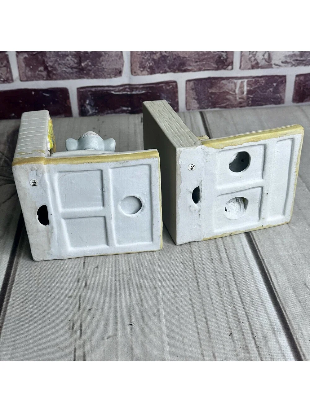 Vintage Elephant Bookends by Minster Giftwares, Nursery Baby Decor Ceramic